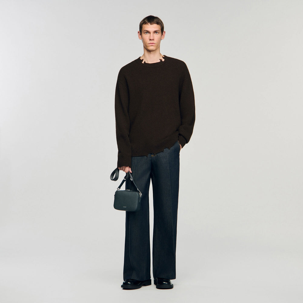 Sandro / Small reconstituted leather bag Steel