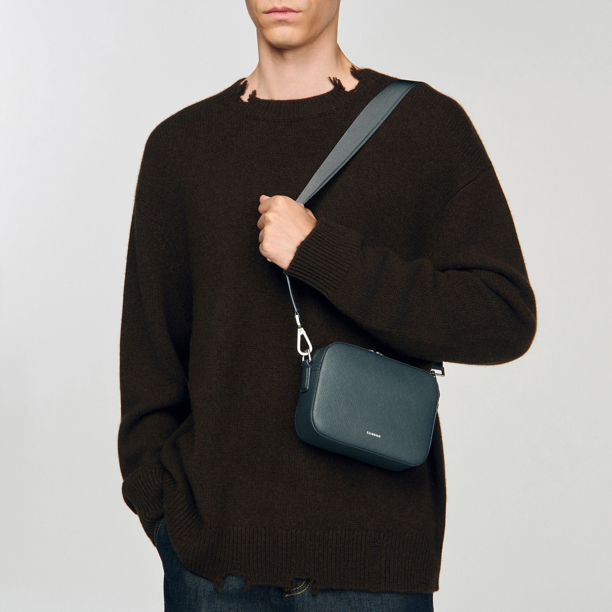 Sandro / Small reconstituted leather bag Steel