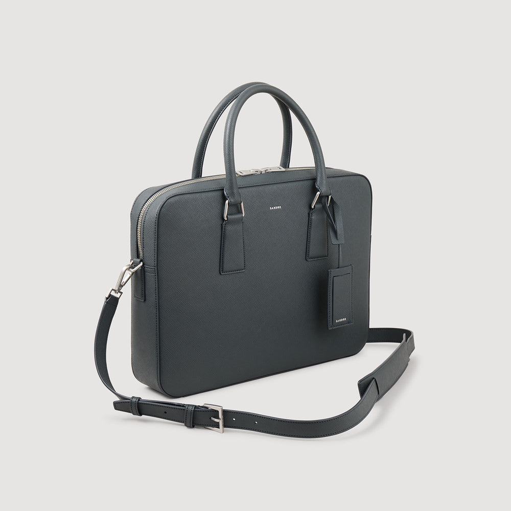 Sandro / Reconstituted leather briefcase Steel