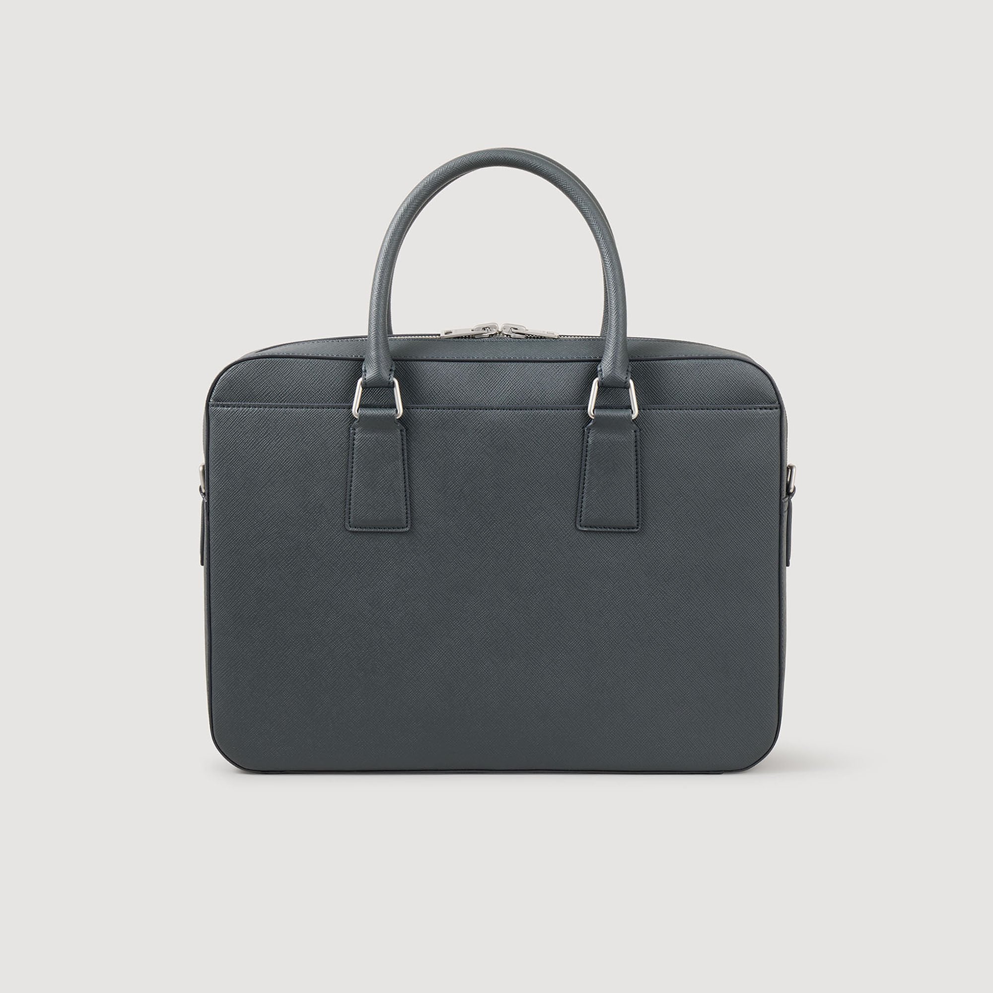 Sandro / Reconstituted leather briefcase Steel