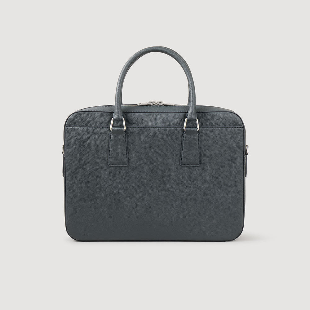 Sandro / Reconstituted leather briefcase Steel