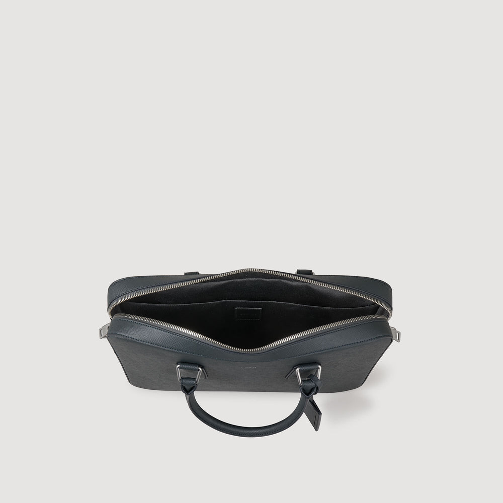 Sandro / Reconstituted leather briefcase Steel