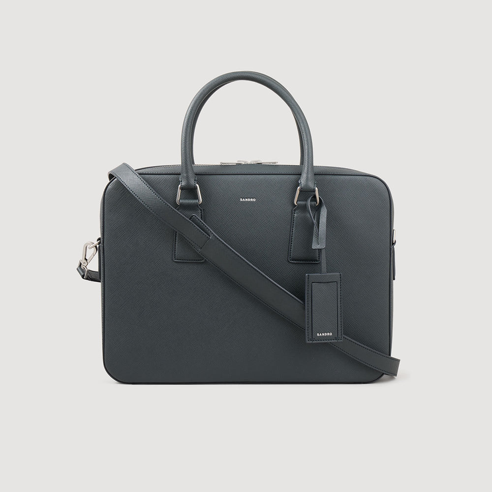 Sandro / Reconstituted leather briefcase Steel
