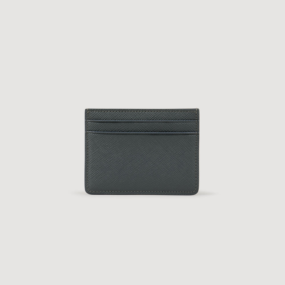 Sandro / Reconstituted leather cardholder Steel
