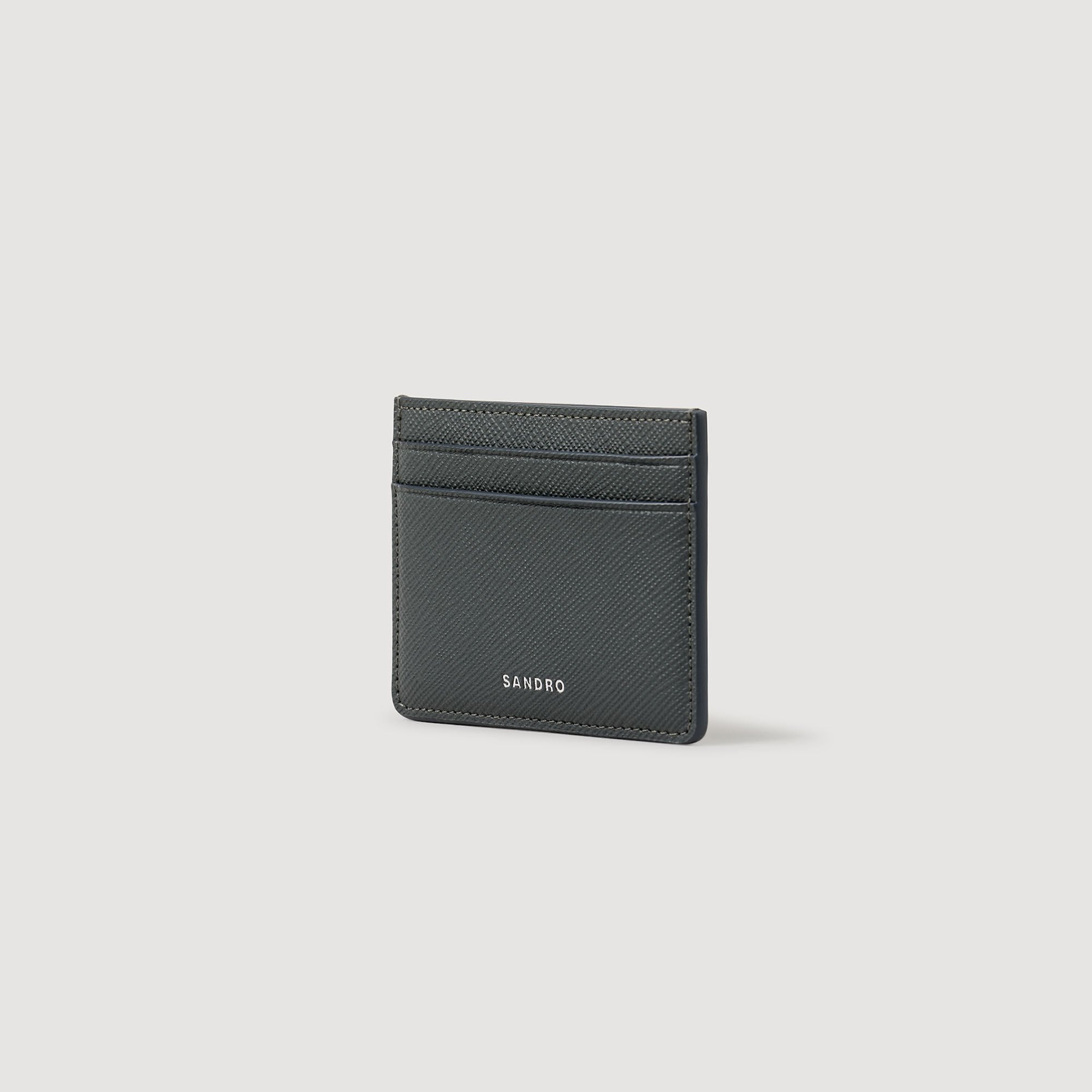Sandro / Reconstituted leather cardholder Steel