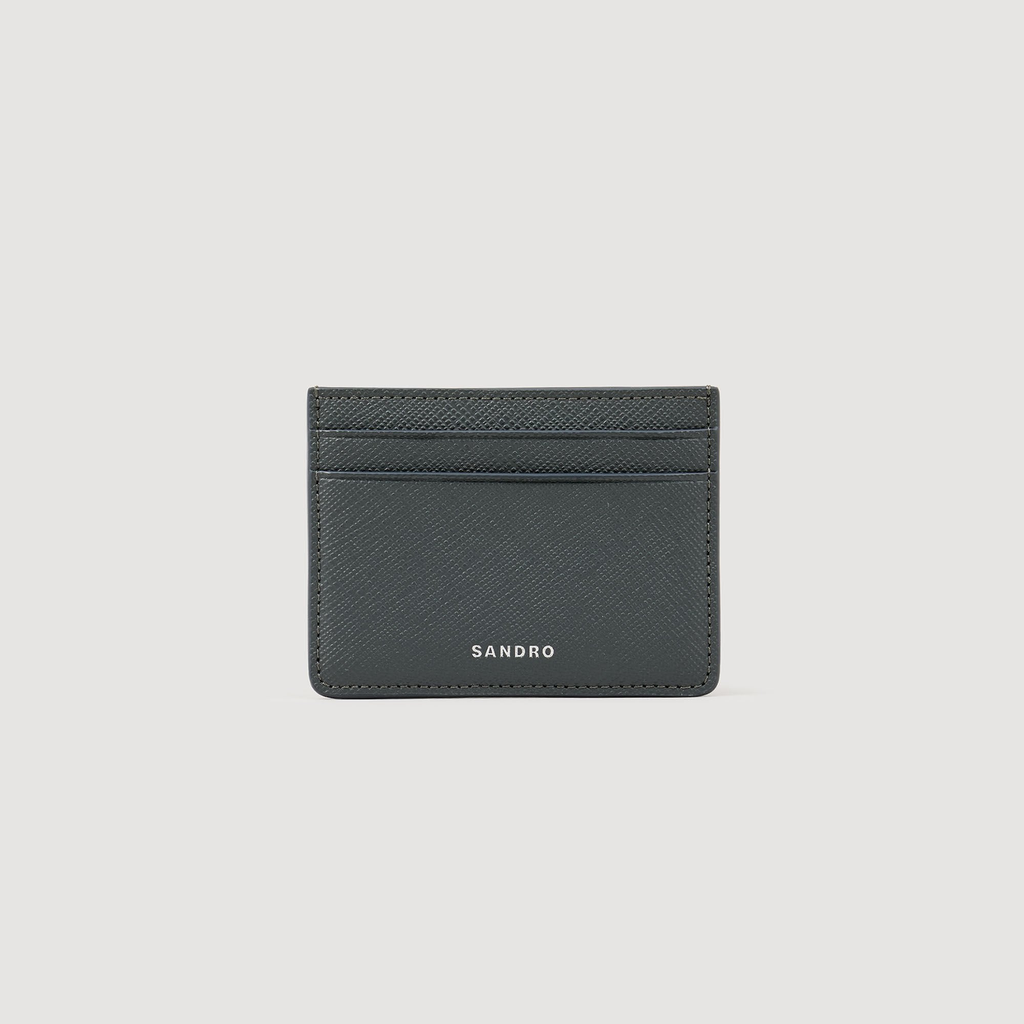 Sandro / Reconstituted leather cardholder Steel