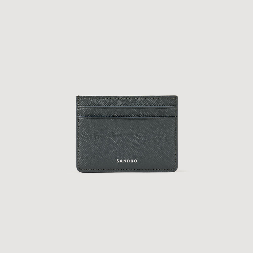 Sandro / Reconstituted leather cardholder Steel