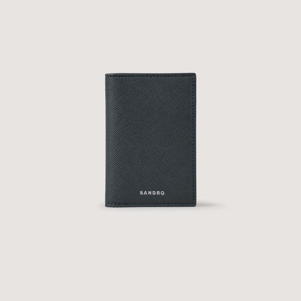 Sandro / Reconstituted leather leather wallet Steel