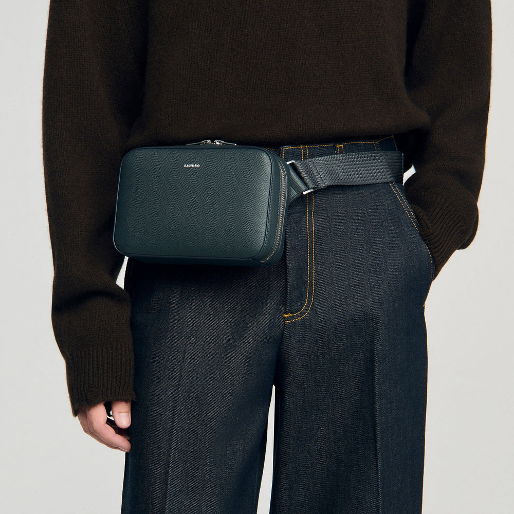 Sandro / Small reconstitued leather bag Steel