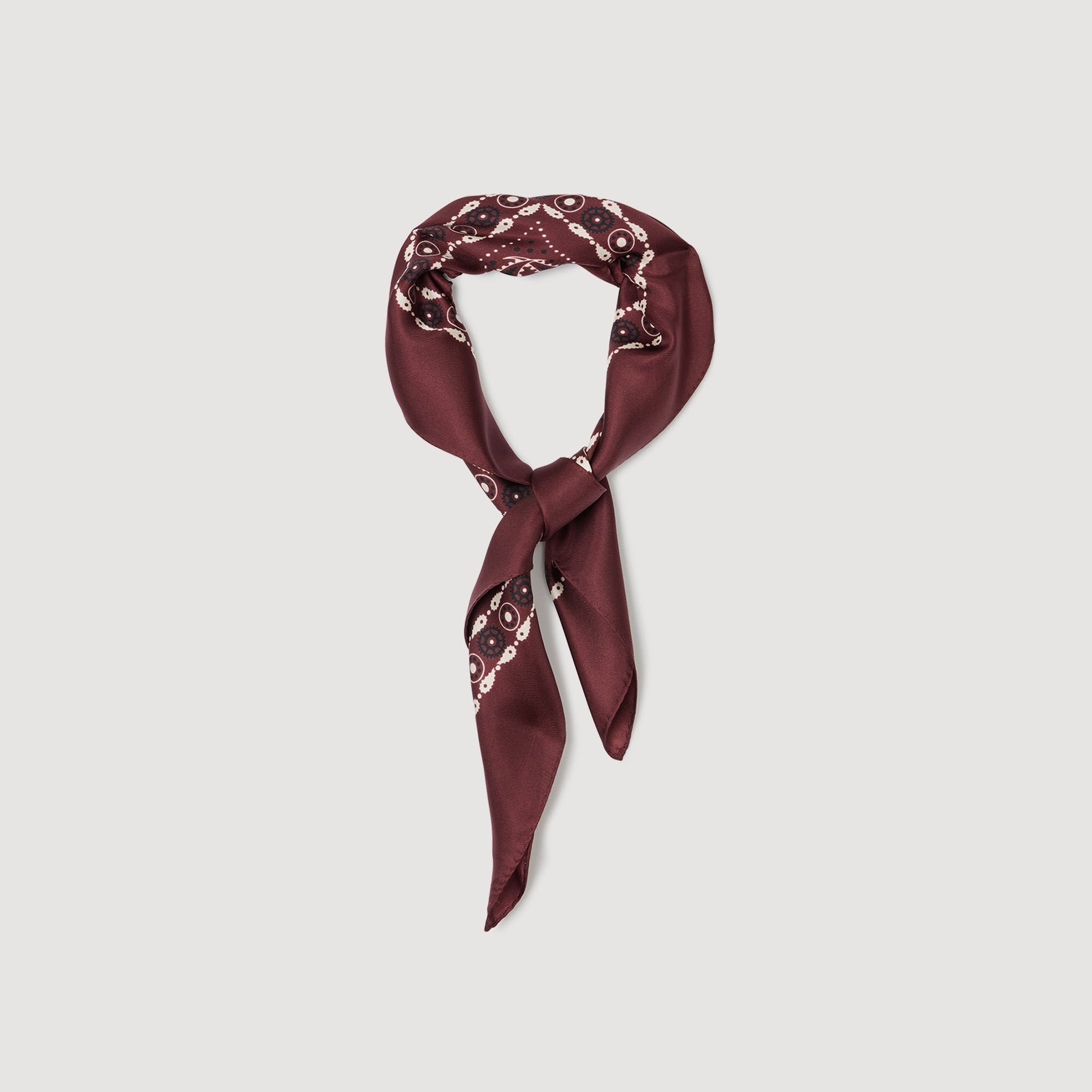 Sandro / Silk bandana print scarf Bordeaux