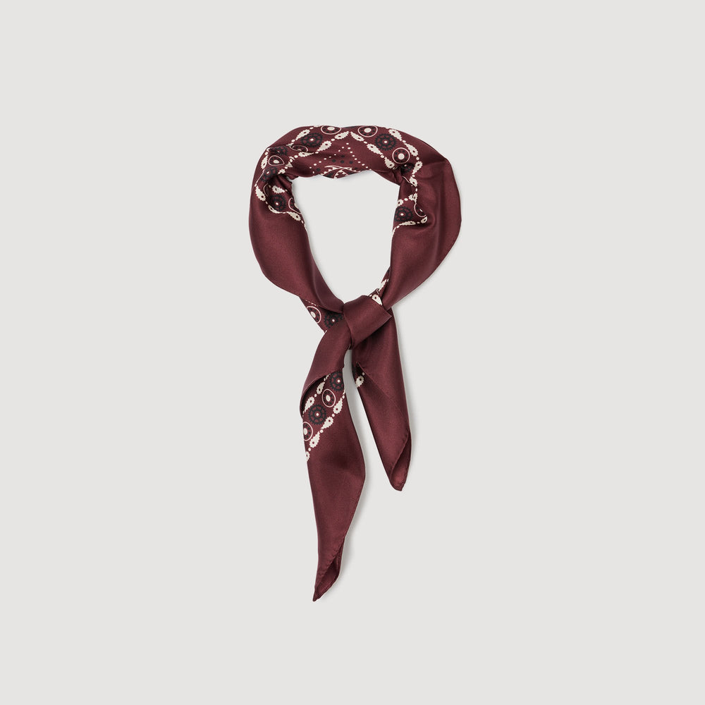 Sandro / Silk bandana print scarf Bordeaux