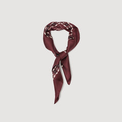 Sandro / Silk bandana print scarf Bordeaux