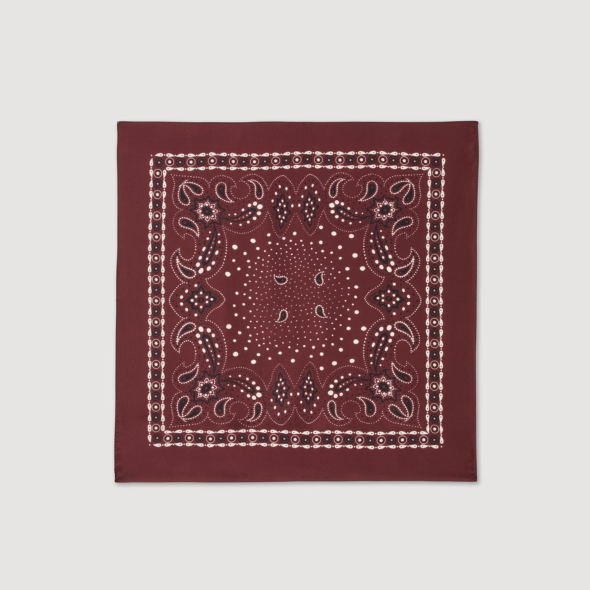 Sandro / Silk bandana print scarf Bordeaux