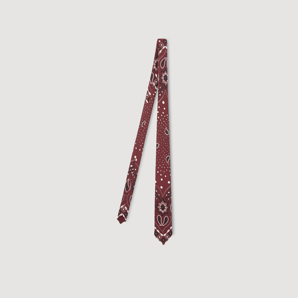 Sandro / Silk paisley print tie Bordeaux