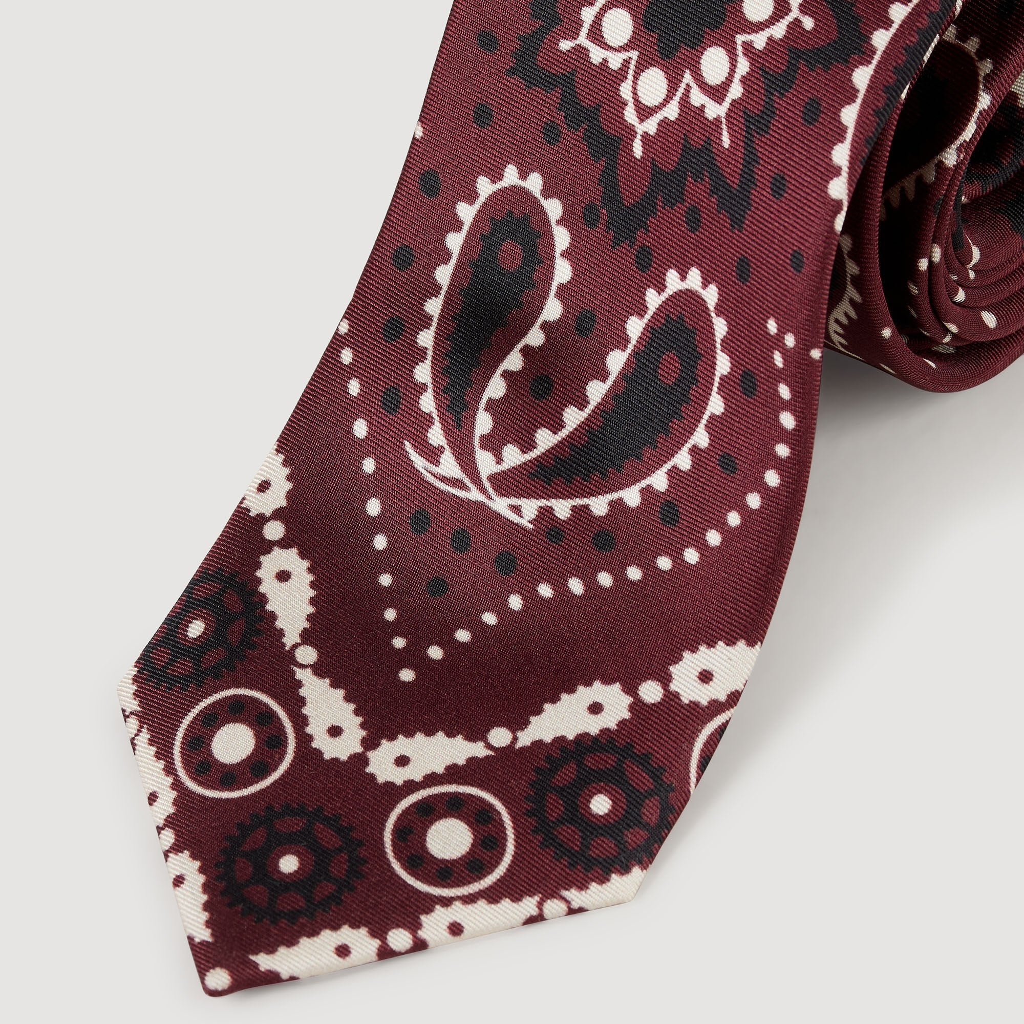 Sandro / Silk paisley print tie Bordeaux