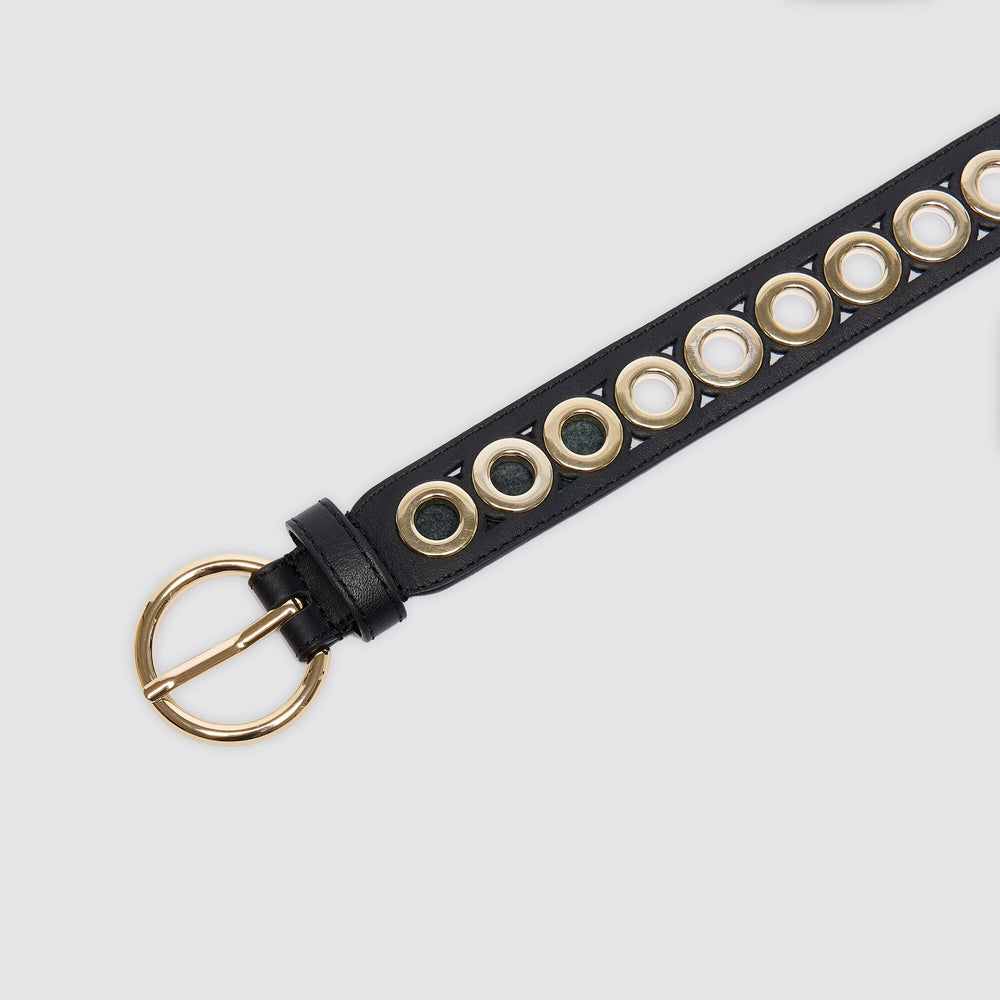 Sandro / Belt with round buckle and eyelets Black