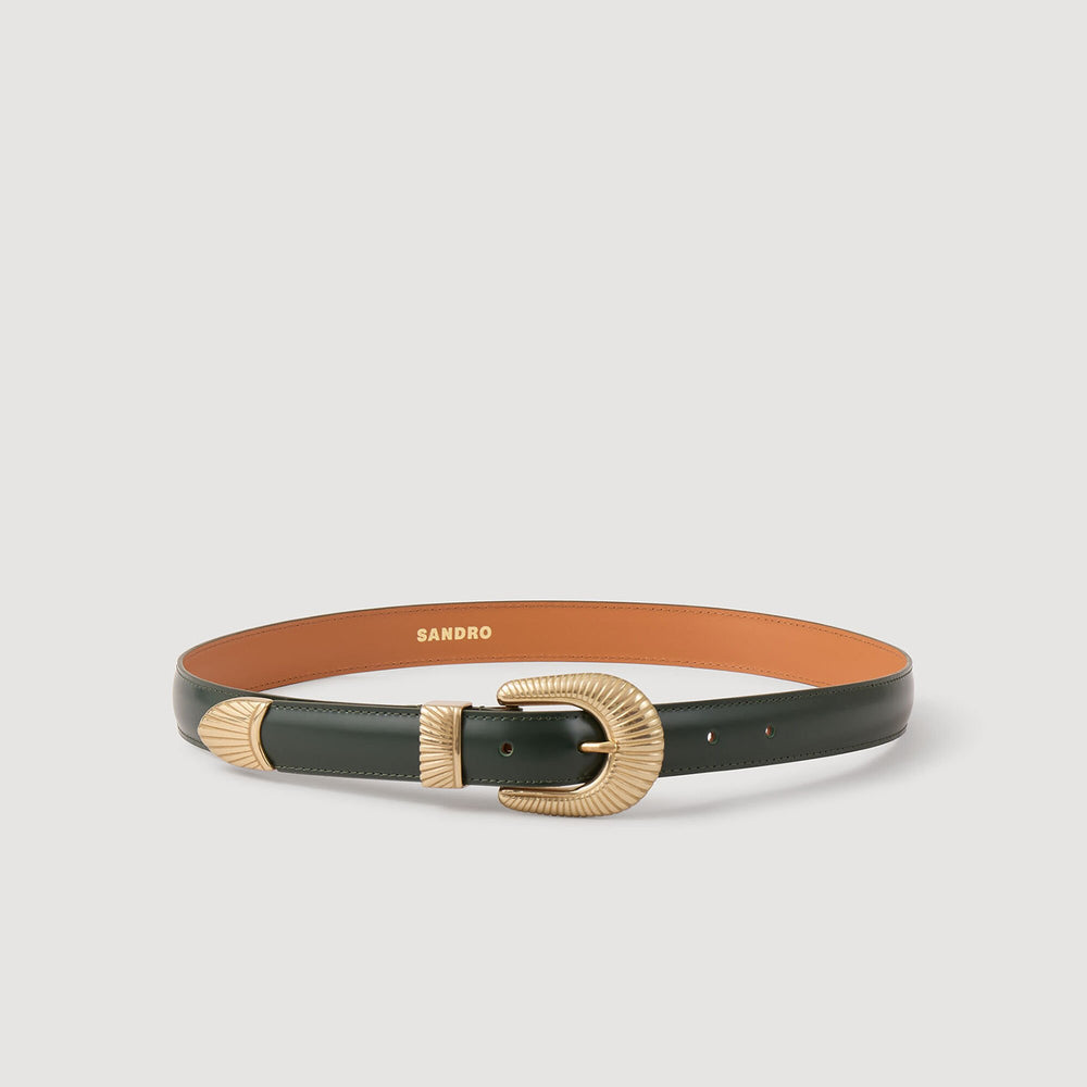 Sandro / Leather belt Bottle Green