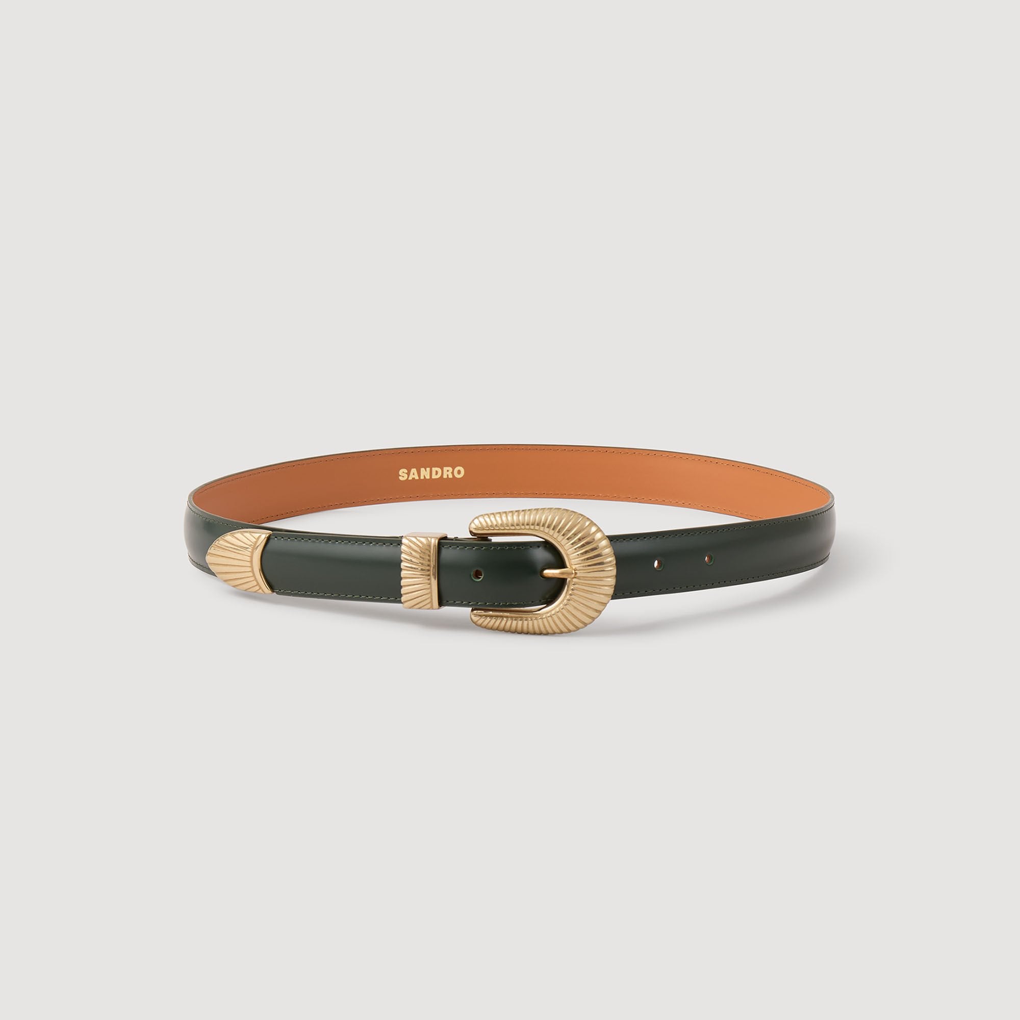 Sandro / Leather belt Bottle Green