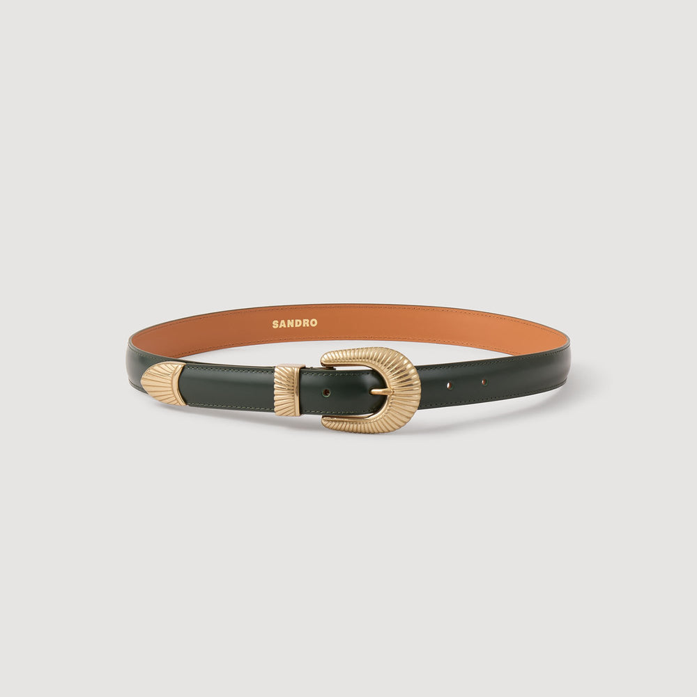 Sandro / Leather belt Bottle Green