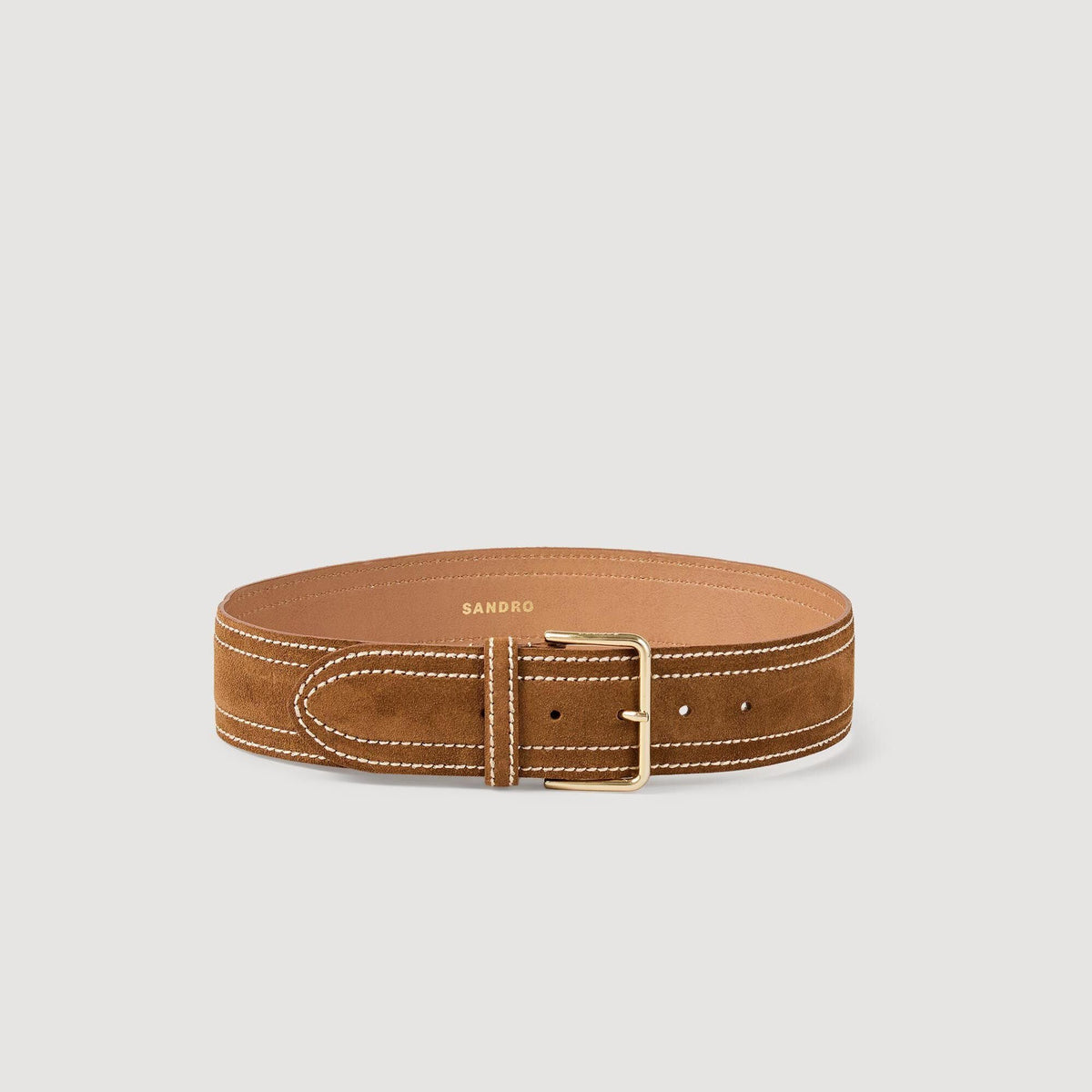 Sandro / Wide leather belt Camel