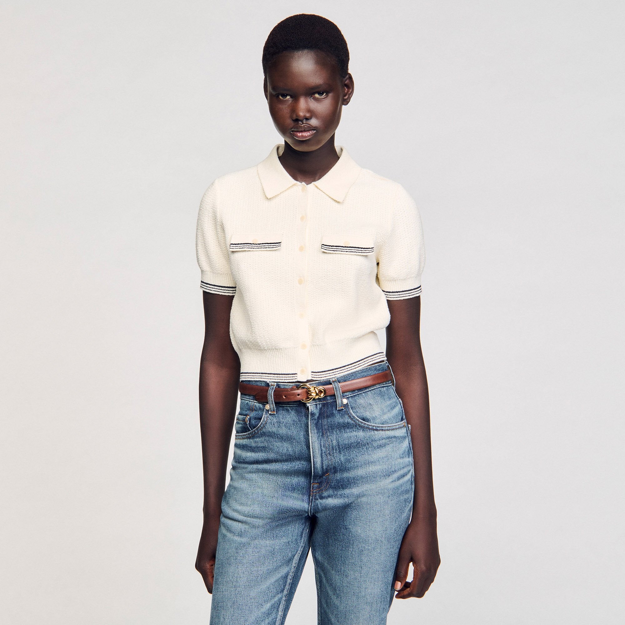 Sandro / Slim leather belt Brown