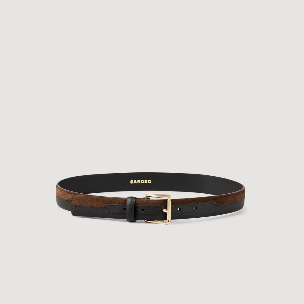 Sandro / Two-tone leather belt Brown / Black