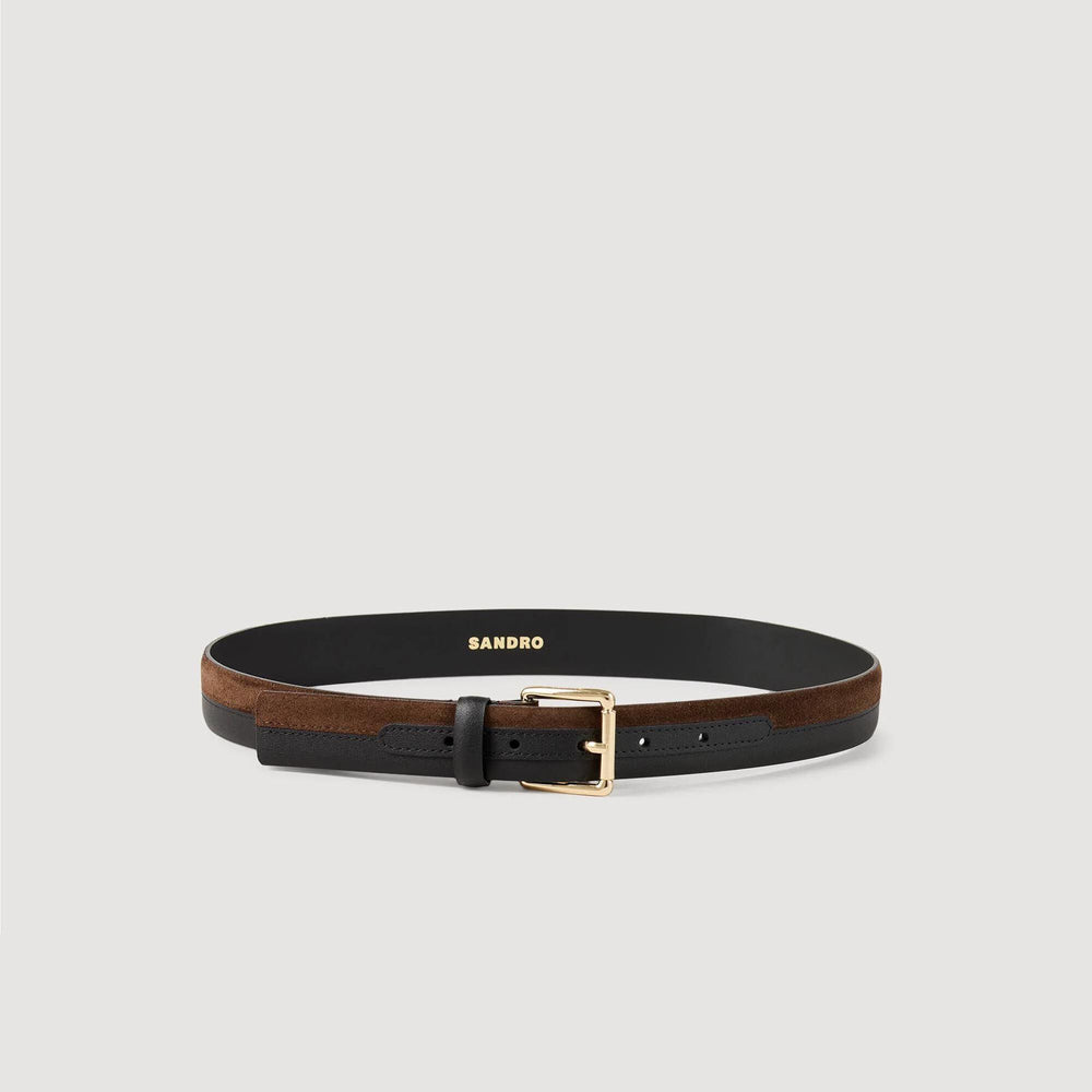 Sandro / Two-tone leather belt Brown / Black