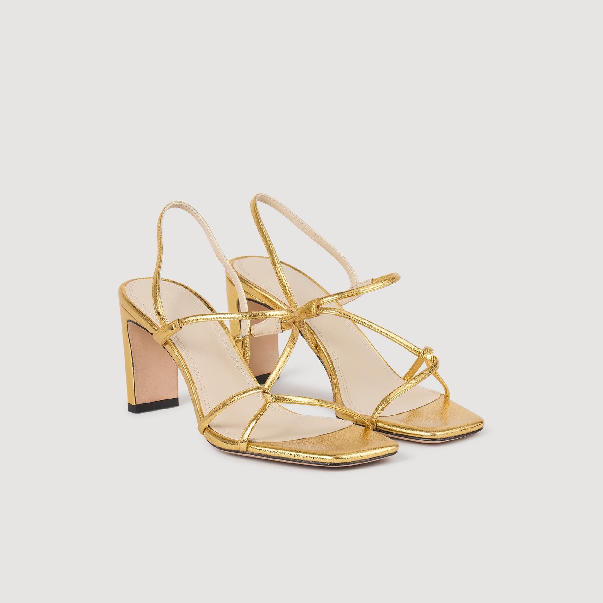 Sandro / Embossed leather sandals Gold