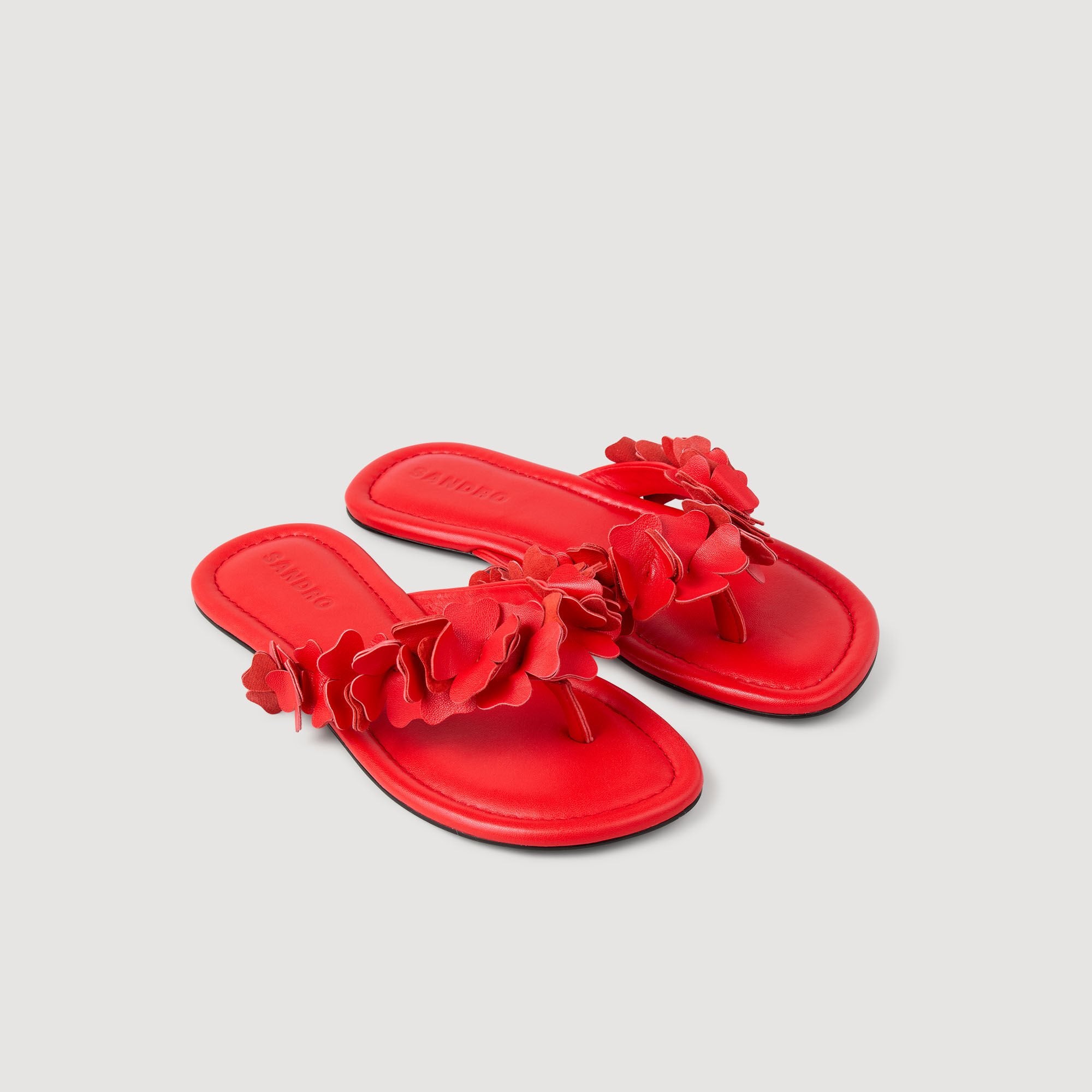Sandro / Floral leather sandals Orange