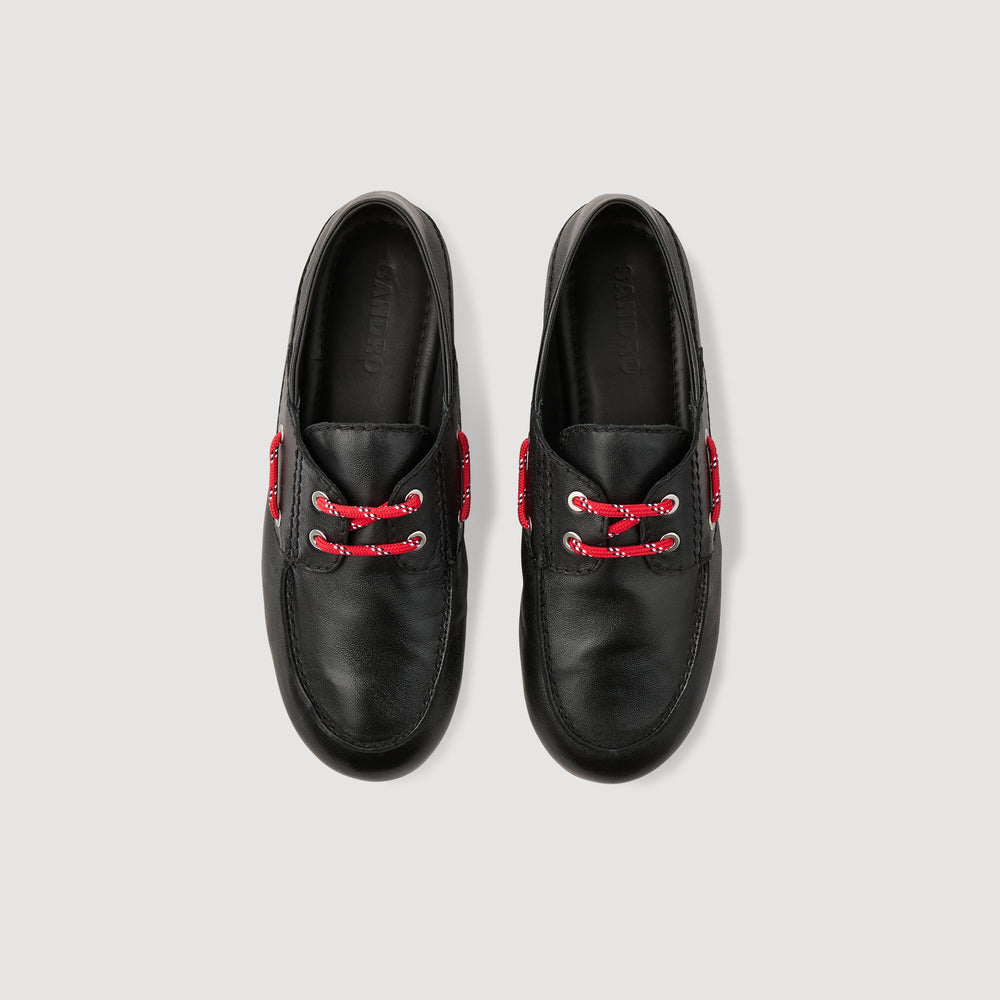 Sandro / Leather boat shoe loafers Black