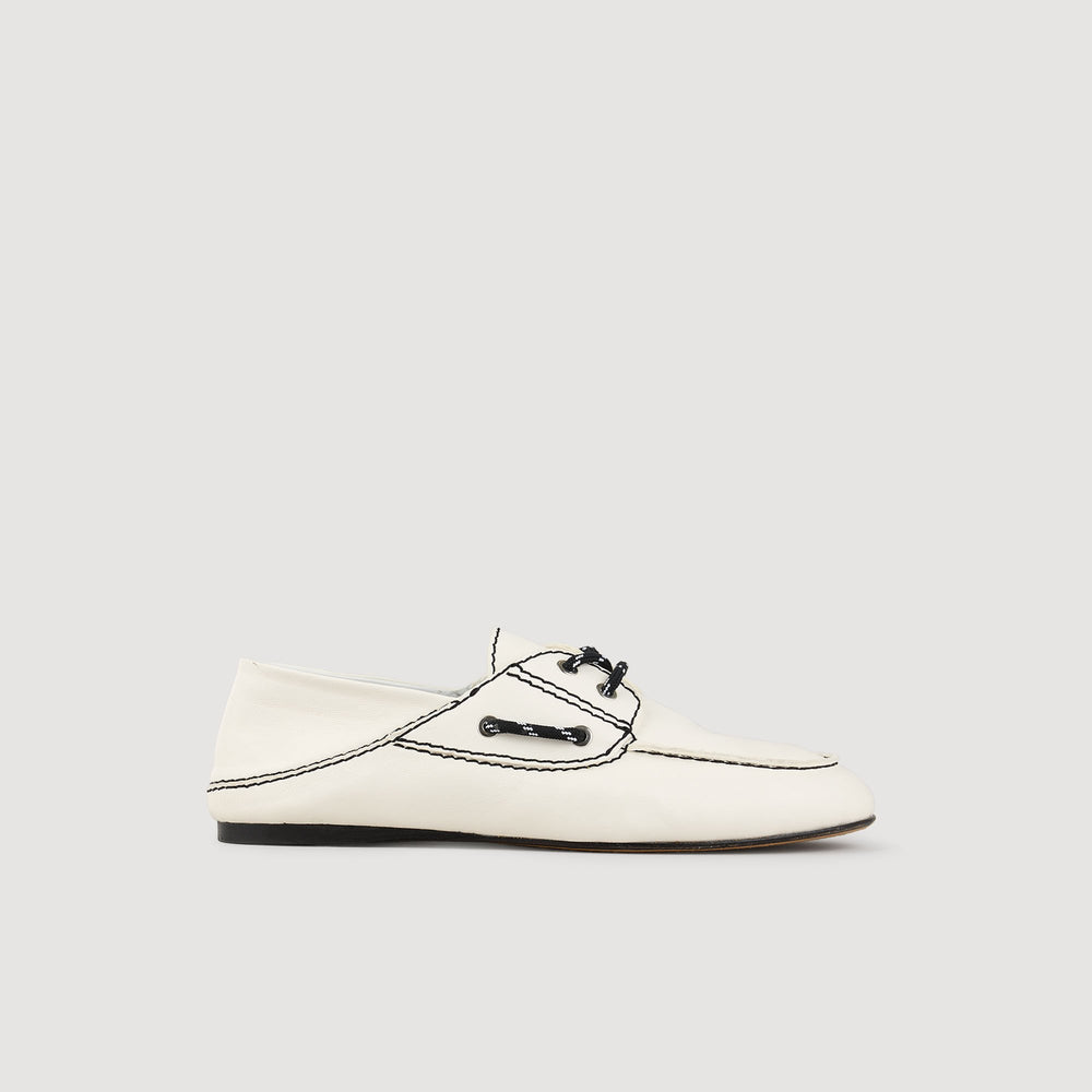 Sandro / Leather boat shoe loafers White