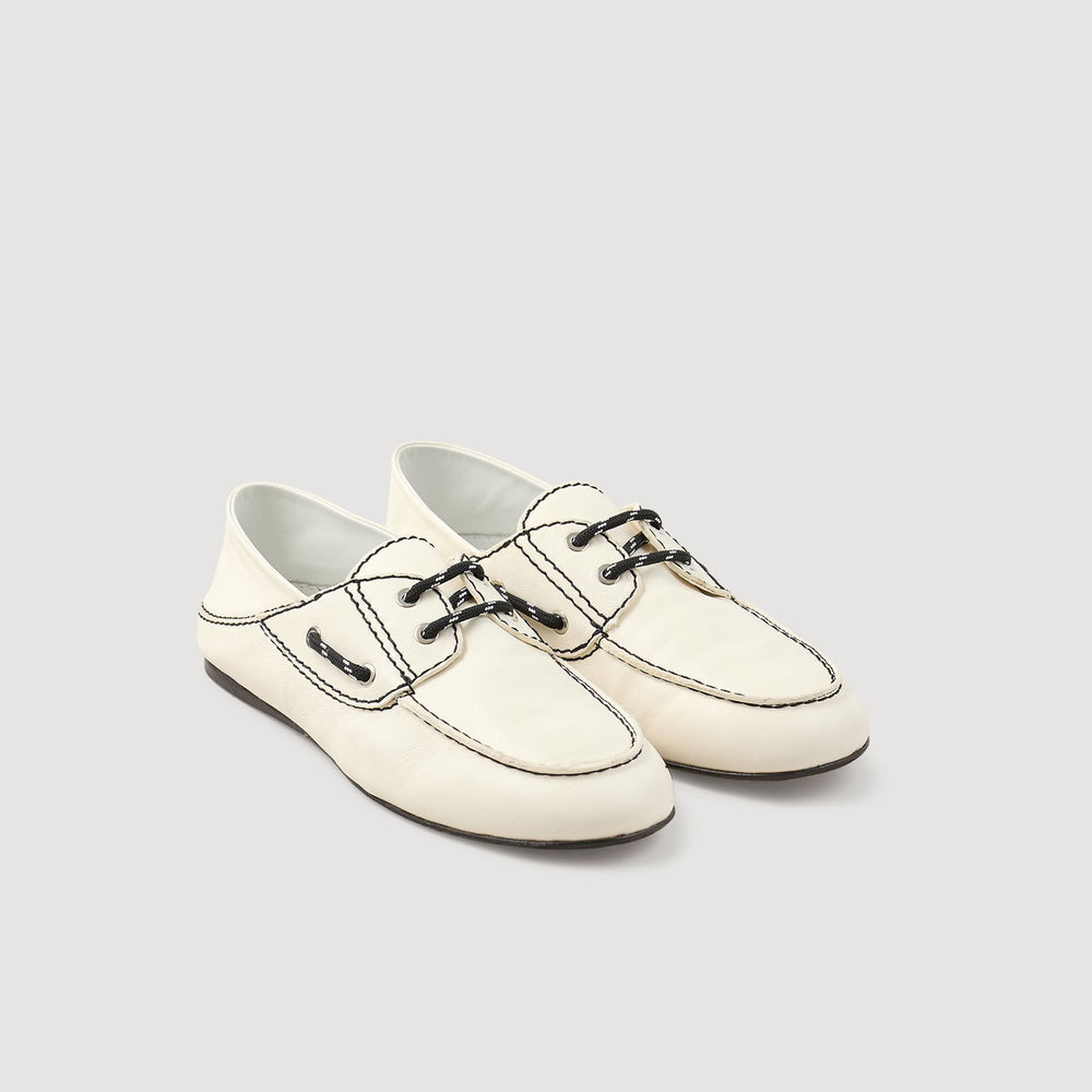 Sandro / Leather boat shoe loafers White