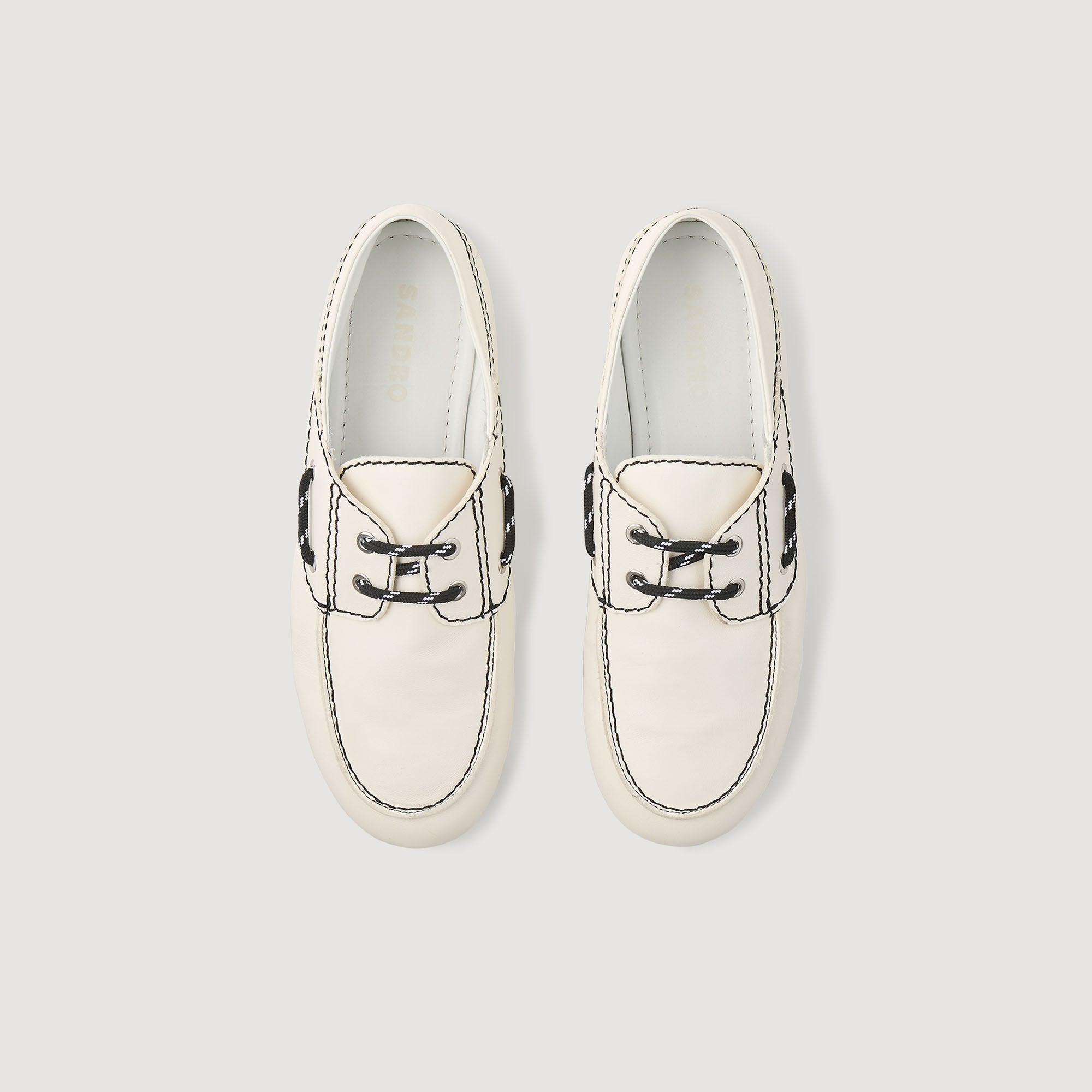 Sandro / Leather boat shoe loafers White