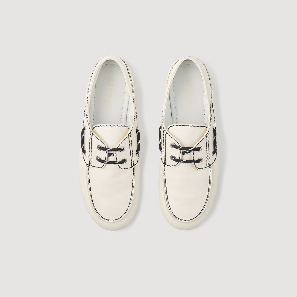 Sandro / Leather boat shoe loafers White