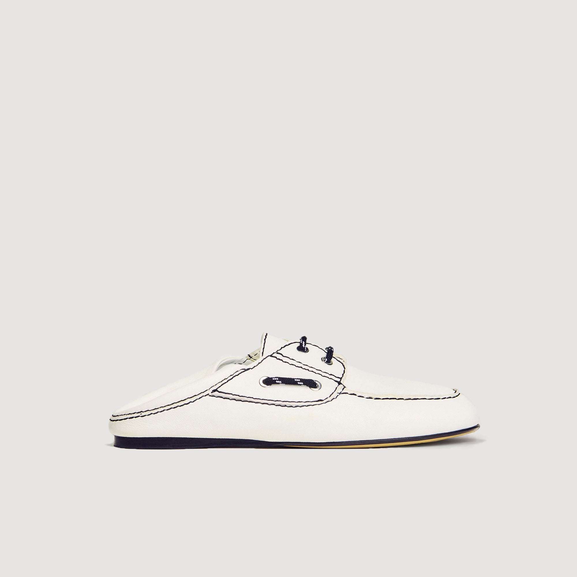 Sandro / Leather boat shoe loafers White