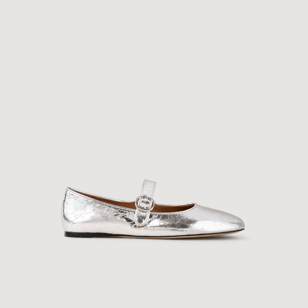 Sandro / Shiny leather ballet flats Silver