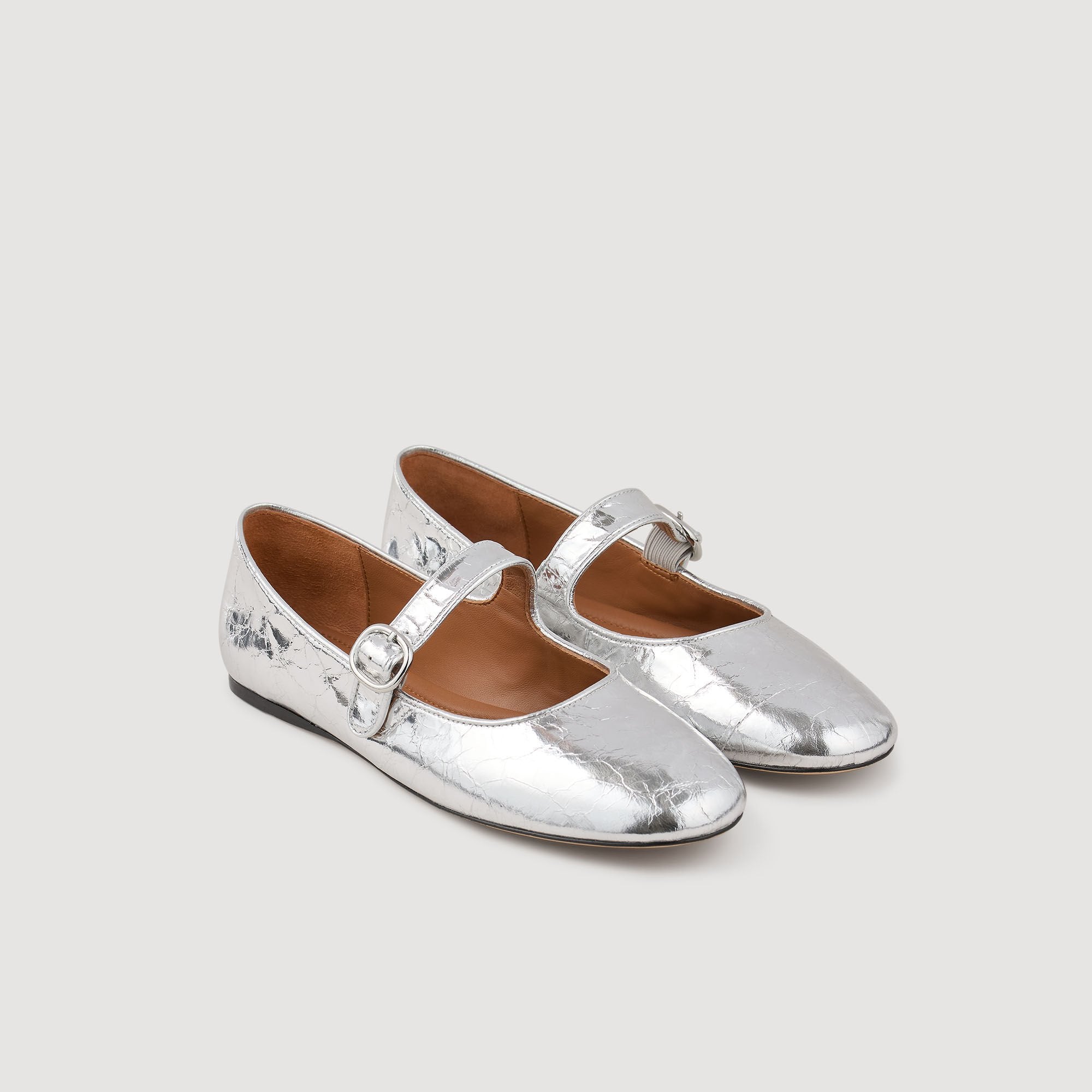 Sandro / Shiny leather ballet flats Silver