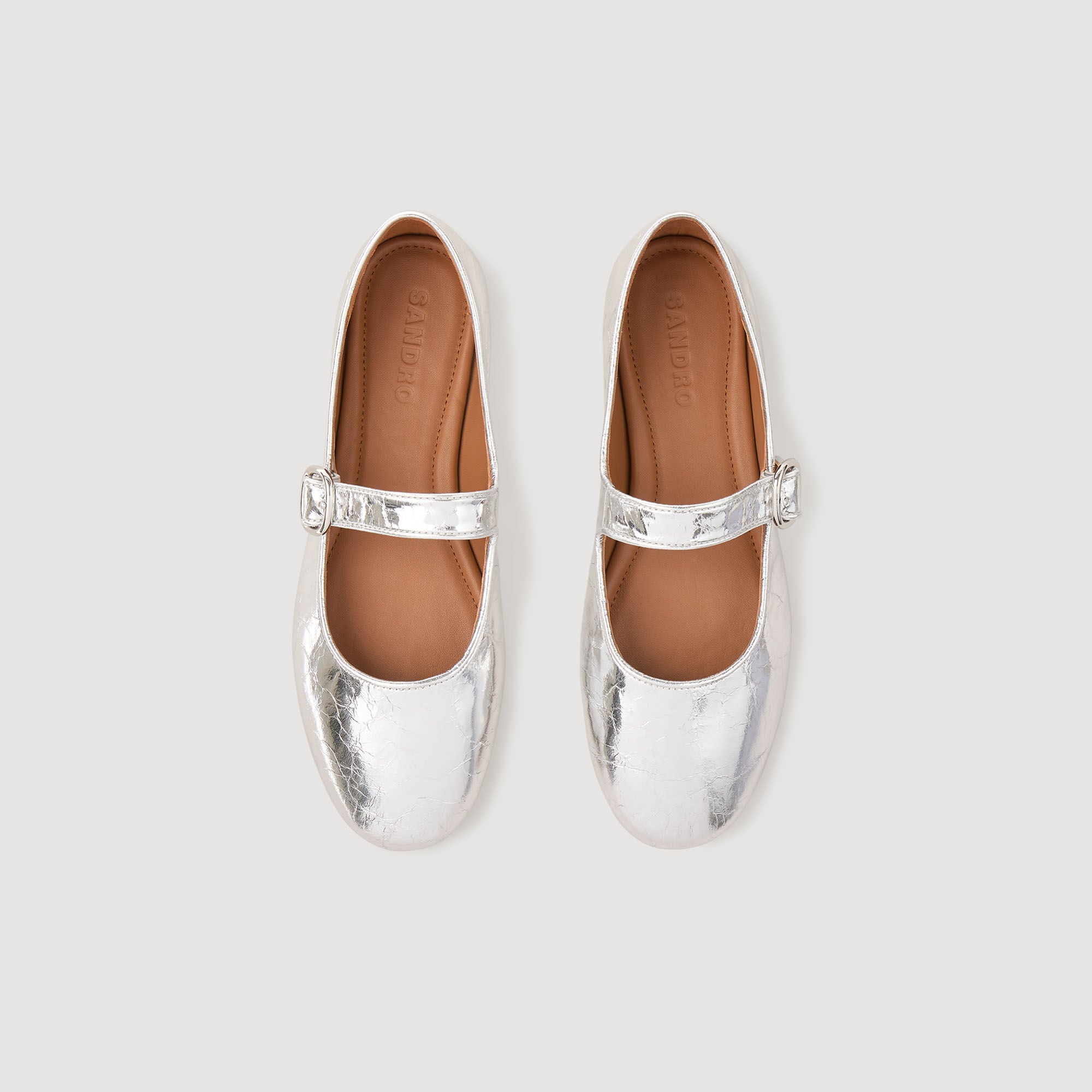 Sandro / Shiny leather ballet flats Silver