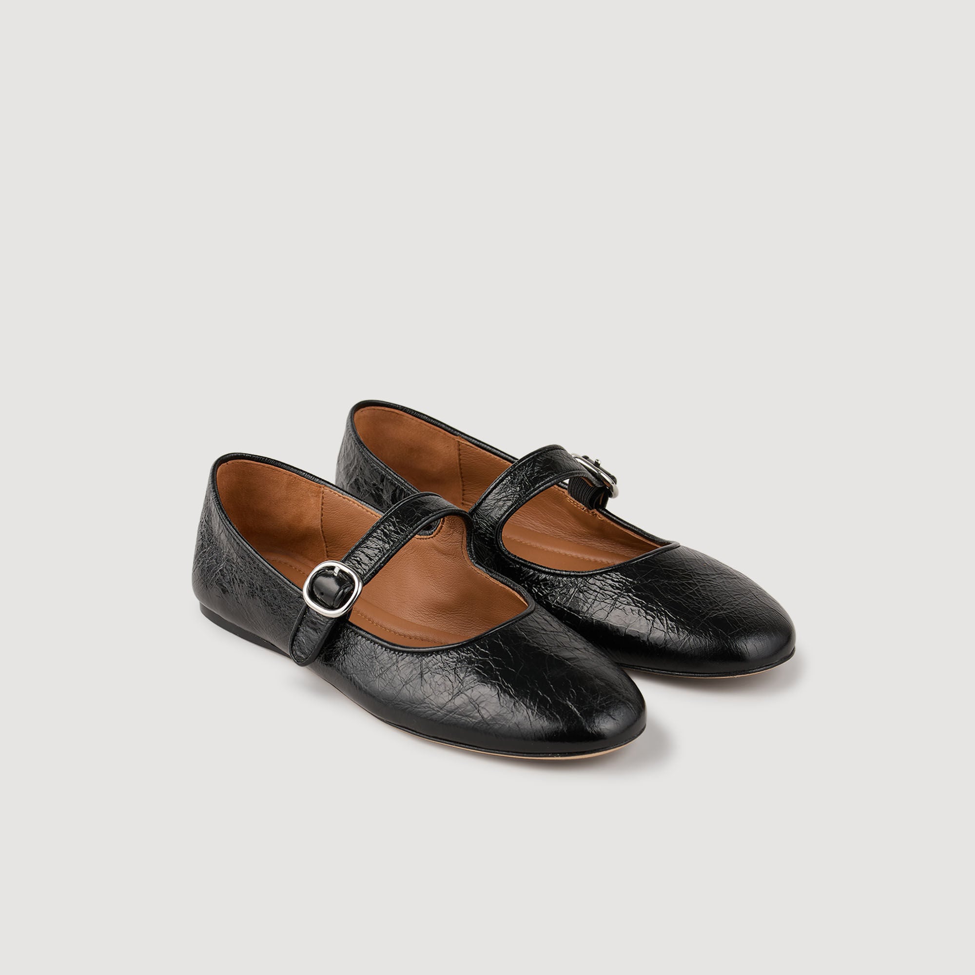 Sandro / Shiny leather ballet flats Black
