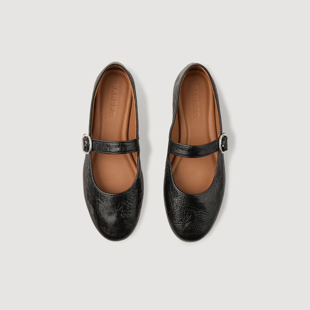 Sandro / Shiny leather ballet flats Black
