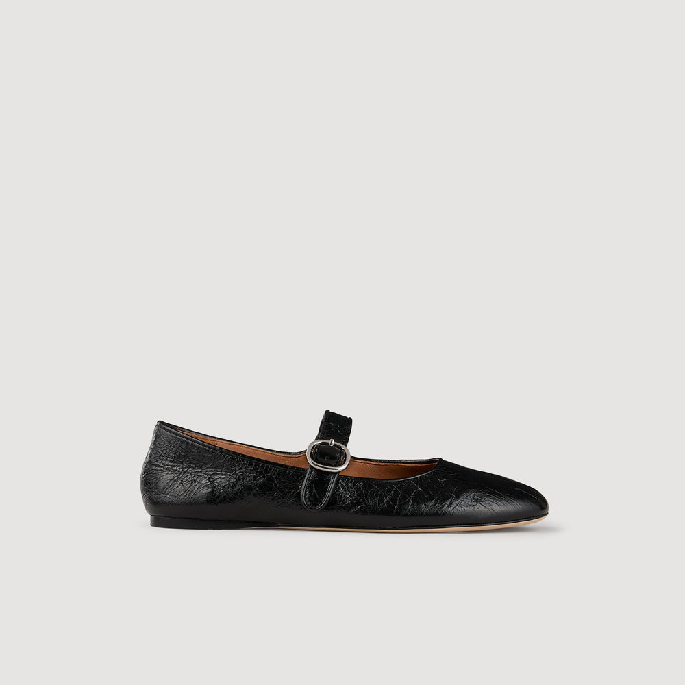 Sandro / Shiny leather ballet flats Black