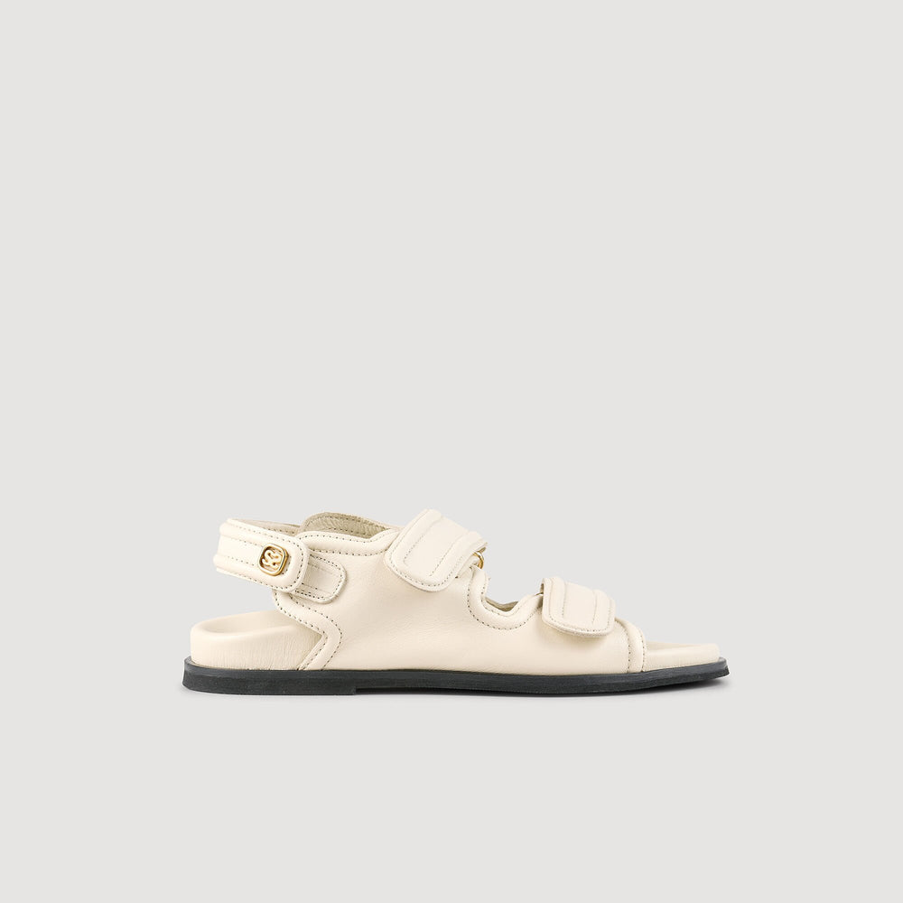 Sandro / Plain leather lambskin sandals Vanilla