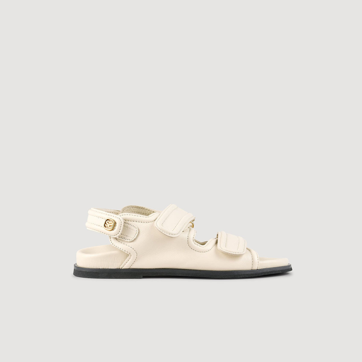 Sandro / Plain leather lambskin sandals Vanilla