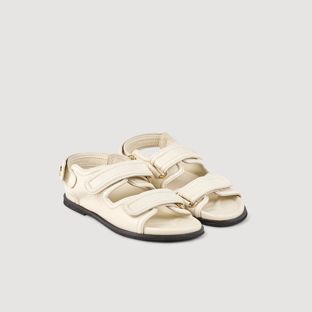Sandro / Plain leather lambskin sandals Vanilla