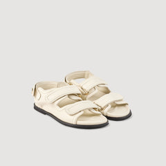 Sandro / Plain leather lambskin sandals Vanilla
