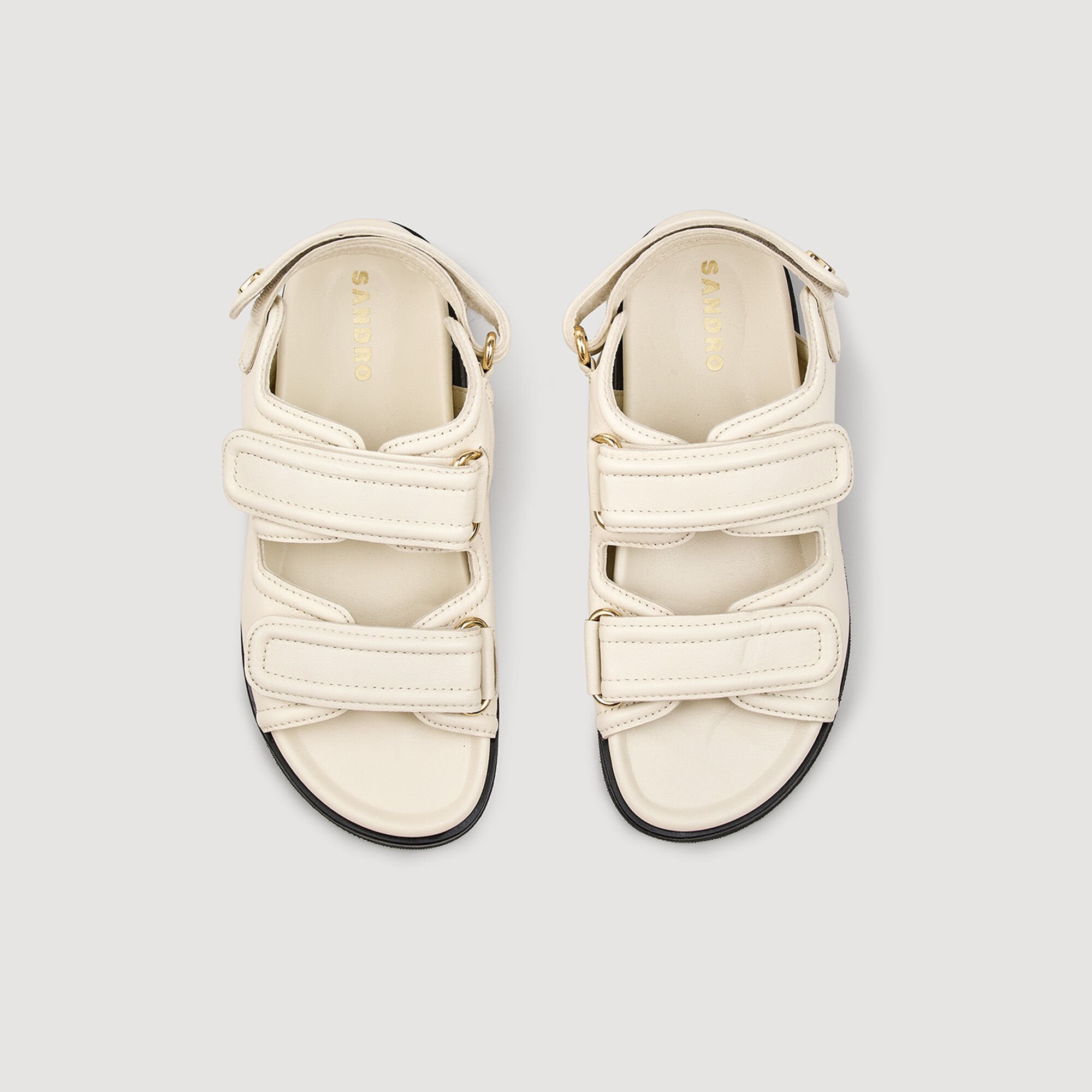 Sandro / Plain leather lambskin sandals Vanilla