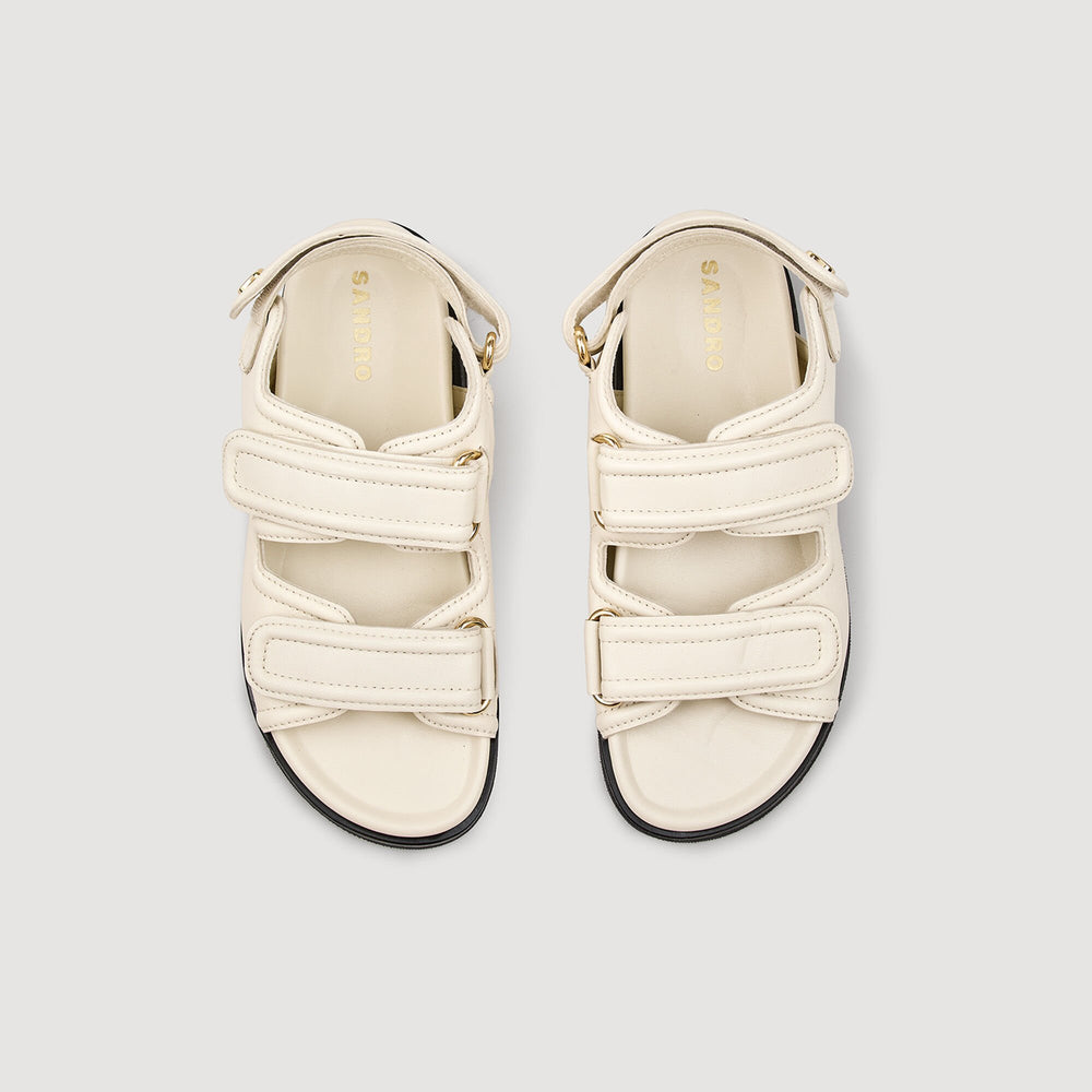Sandro / Plain leather lambskin sandals Vanilla