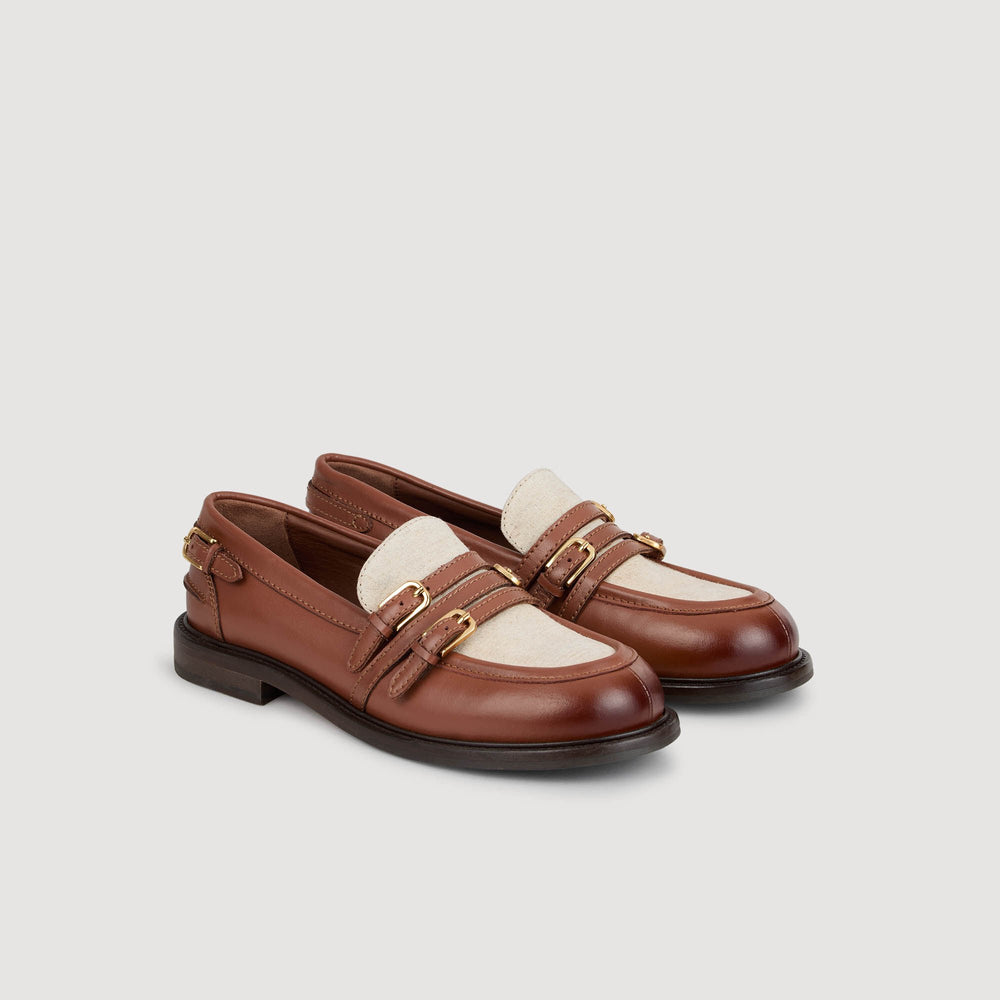 Sandro / Shiny leather loafers Brown