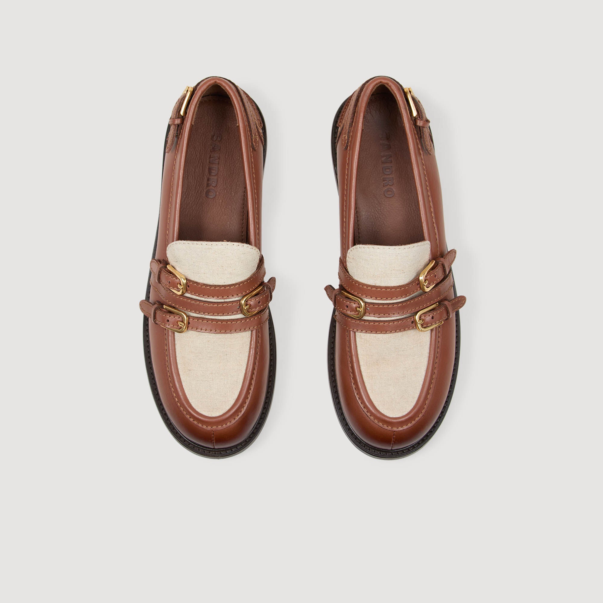 Sandro / Shiny leather loafers Brown