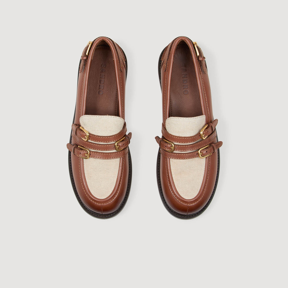 Sandro / Shiny leather loafers Brown